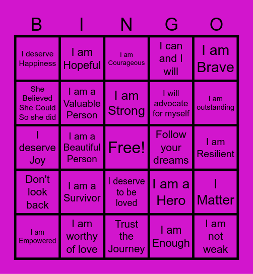 EMPOWERMENT BINGO Card
