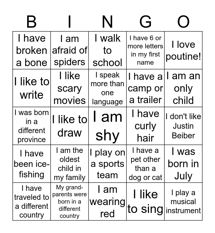 Play People Bingo! Online 
