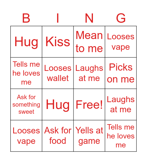 Husband bingo Card