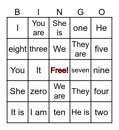 ESL 1 Review 1 Bingo Card