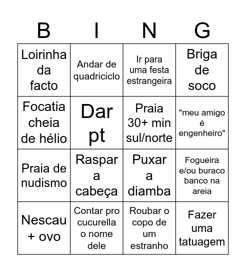 John People Bingo Card