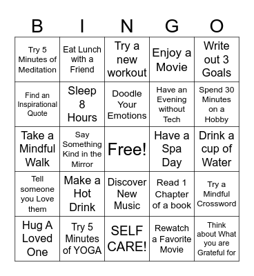 SELF-CARE SEPTEMBER Bingo Card