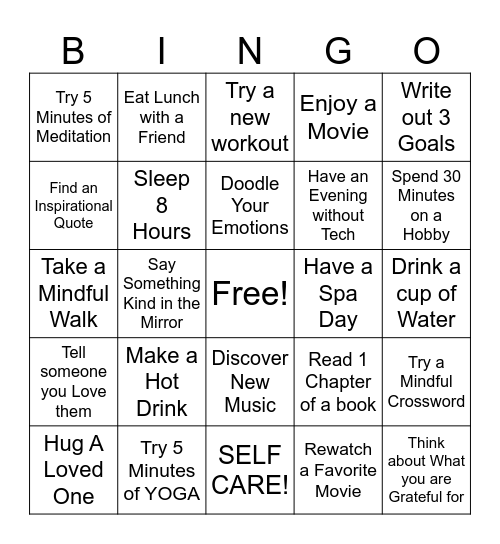 SELF-CARE SEPTEMBER Bingo Card