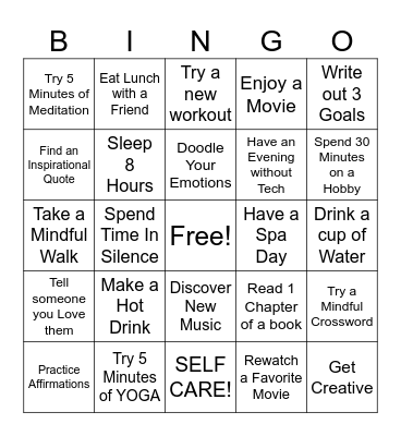 SELF-CARE SEPTEMBER Bingo Card
