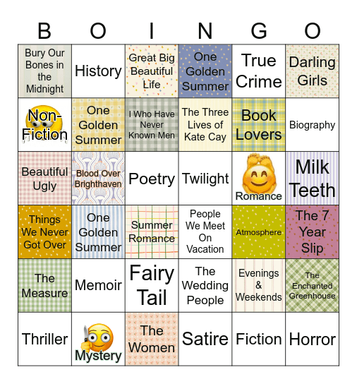 Bookclub From Bed Bingo <3 Bingo Card