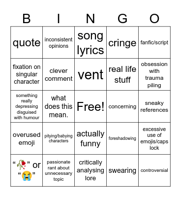 notes Bingo Card