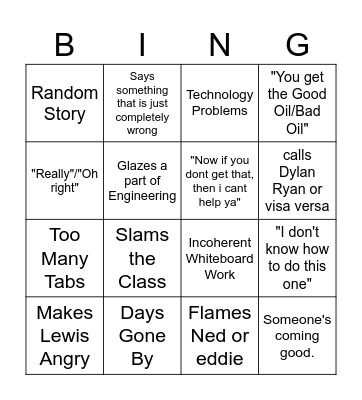 Mr O'donnell Bingo Card