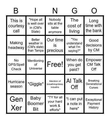 LUCY TALK OFF BINGO Card