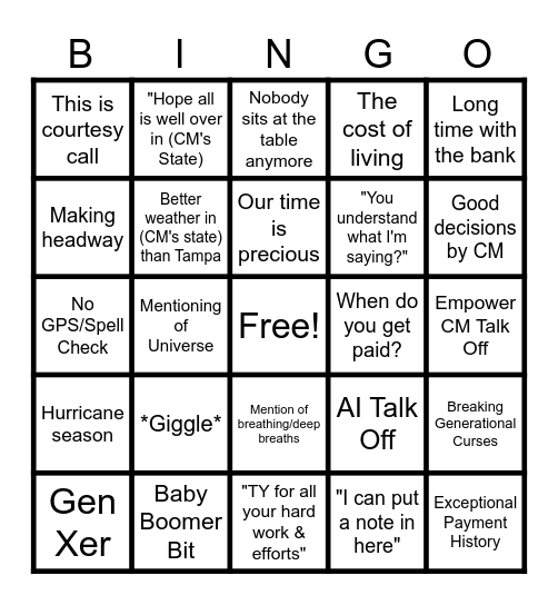 LUCY TALK OFF BINGO Card