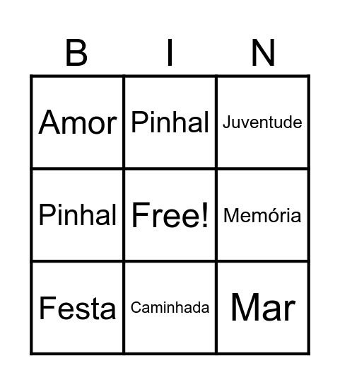 Bingo Literário Bingo Card
