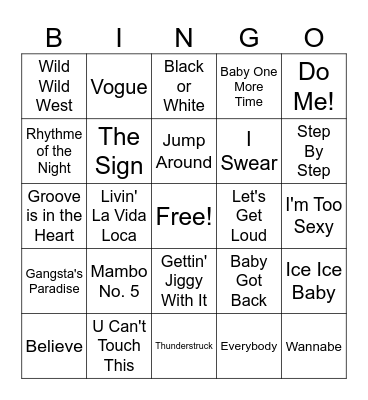 90's BINGO Card