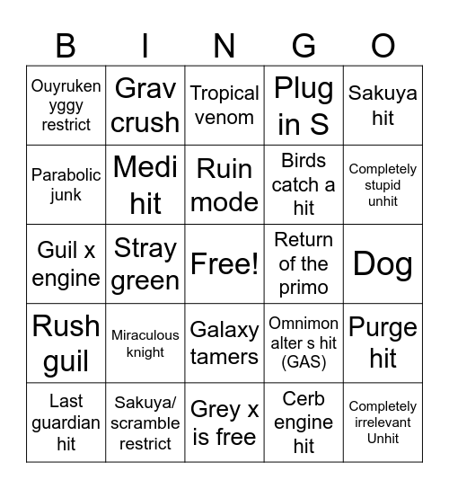 Digimon ban bingo Card