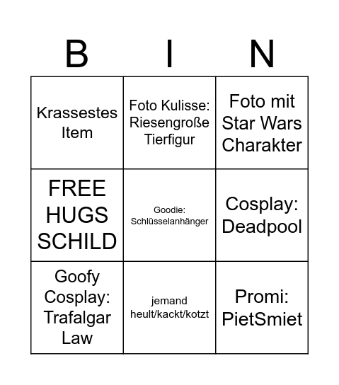 Gamescom Bingo Card