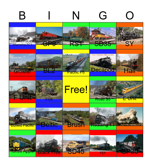 Railways That I would like to get food after I'm done at the Commissary Bingo Card