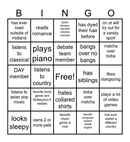 make an I,H,L, or X Bingo Card