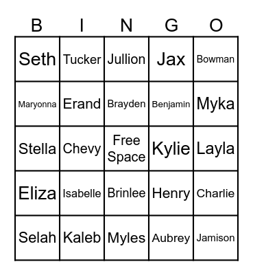 Schuneman Class Bingo! Bingo Card
