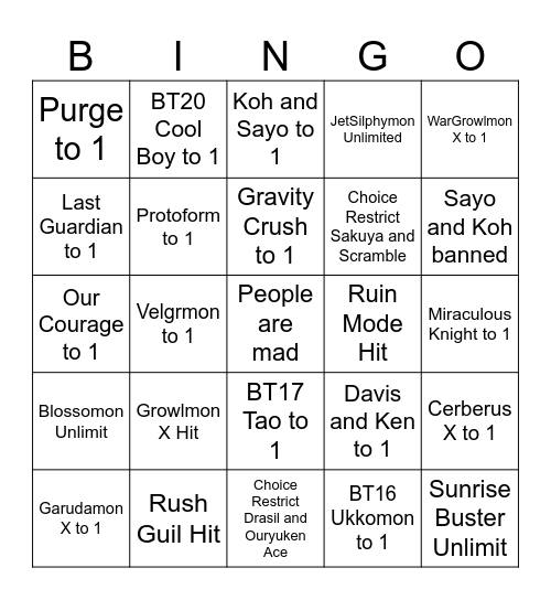 Digimon Banlist 10/23/2025 Bingo Card