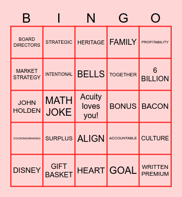 Acuity Centennial Day Bingo Card