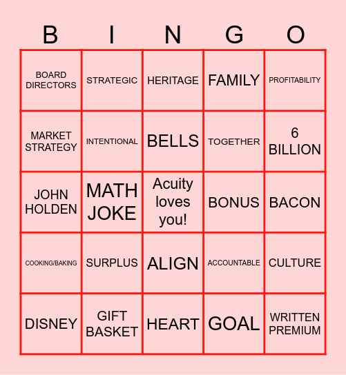 Acuity Centennial Day Bingo Card
