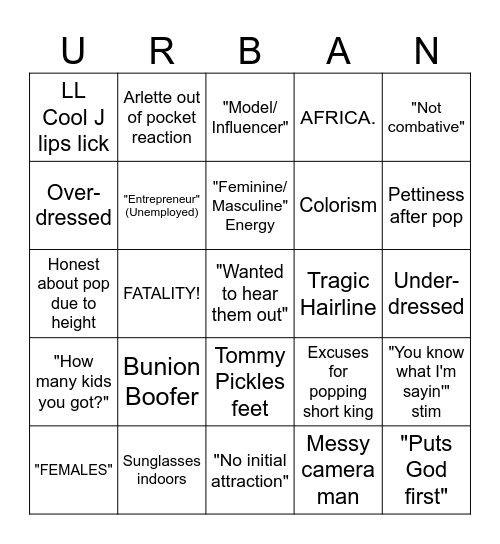"We Cooked" Wednesdays Bingo Card