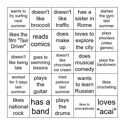Find someone who... Bingo Card