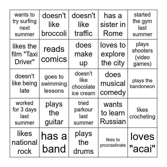 Find someone who... Bingo Card