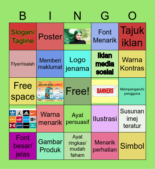 Mengenal pasti kaedah Reka Bentuk Pengiklanan Bingo Card