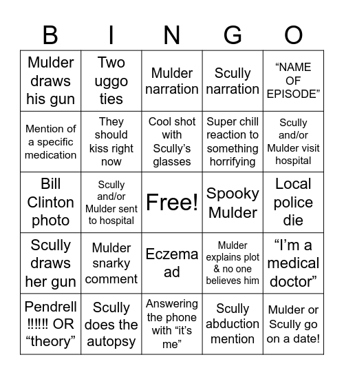 Watching THE X-FILES with the lights on Bingo Card