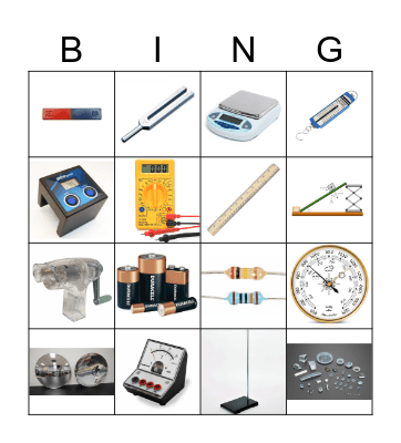 IPC Physics Lab Equipment Bingo Card