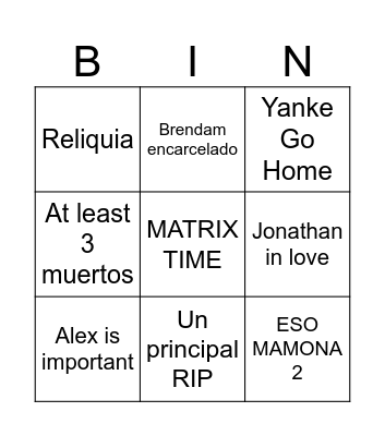 The Mummy Returns - WWE Bingo Card
