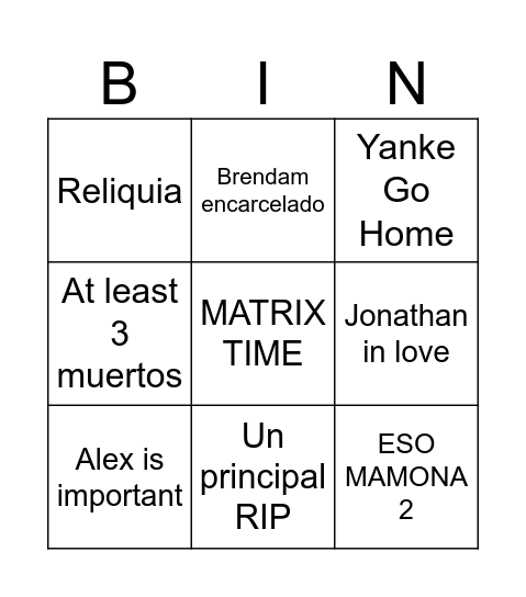 The Mummy Returns - WWE Bingo Card