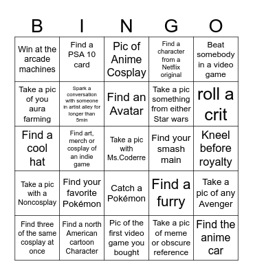 Comic con 2025 (2) Bingo Card