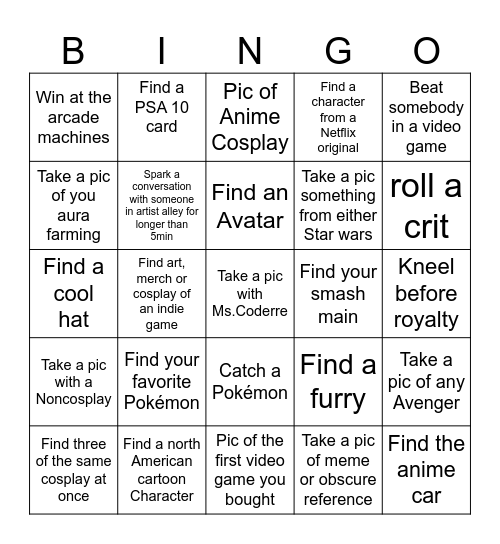 Comic con 2025 (2) Bingo Card