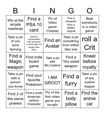 Comic con 2025 (3) Bingo Card