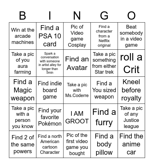 Comic con 2025 (3) Bingo Card