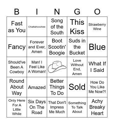90's Country Bingo Card