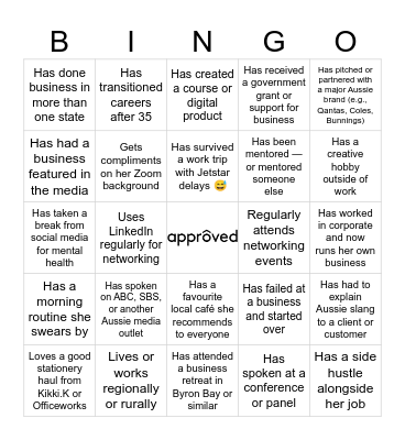 Building Women Bingo Card