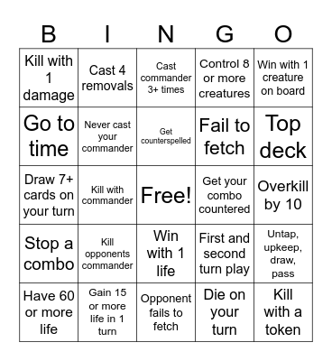 Heart of the Game League Bingo Card