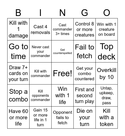Heart of the Game League Bingo Card
