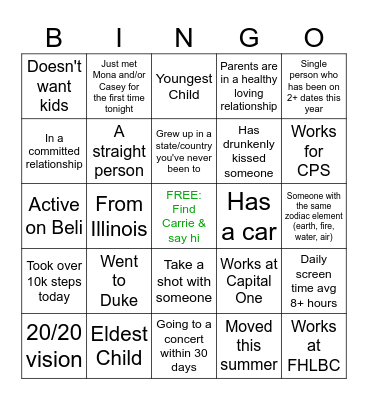 Make a Friend, Don't Be a Loser :-) Bingo Card
