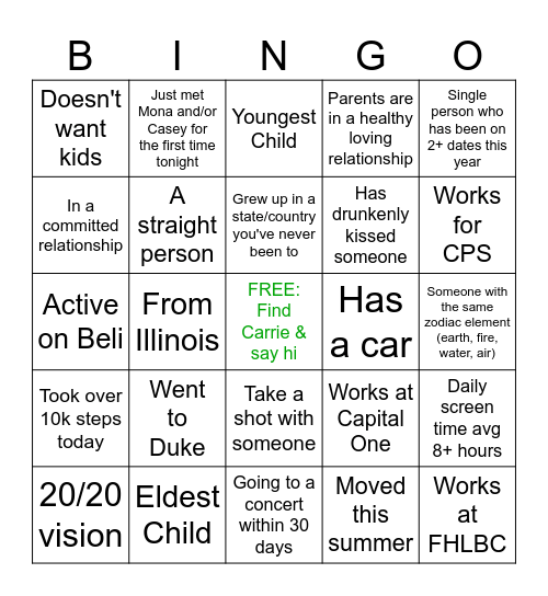Make a Friend, Don't Be a Loser :-) Bingo Card