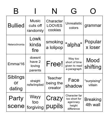 Gacha club bl Bingo Card