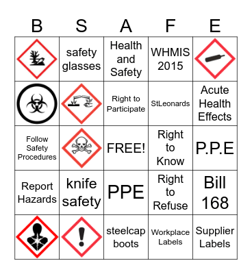 Health and Safety Awareness Bingo Card