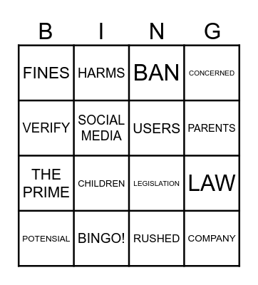 HEADLINE NEWS Bingo Card