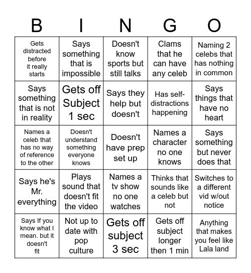 Nightwave Bingo Card