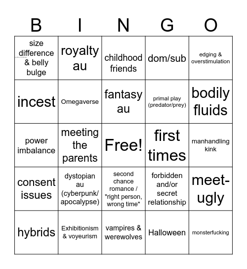prompt bingo Card