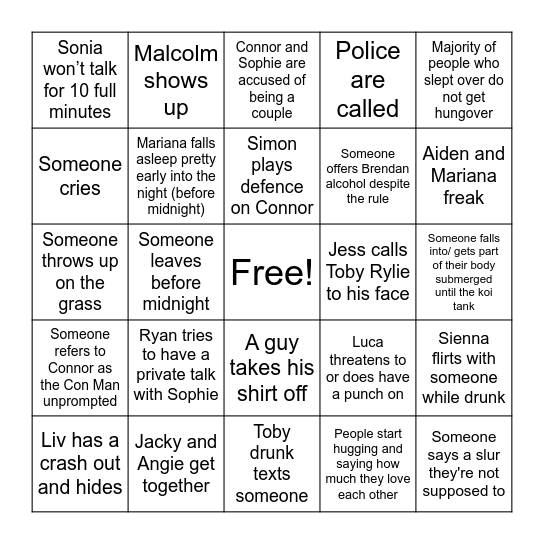 The kickback bingo Card