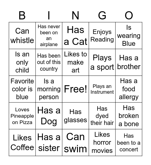 StuCo Bingo Card