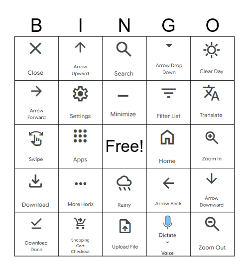 Digital Icons Bingo Card