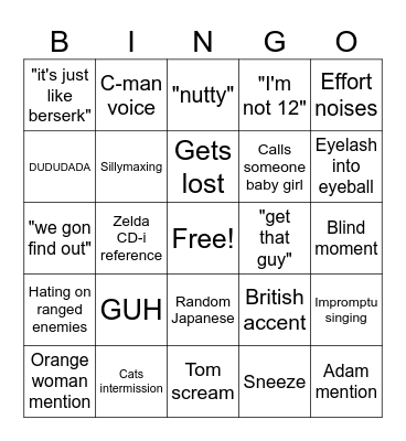 Mori Calliope's stream bingo Card